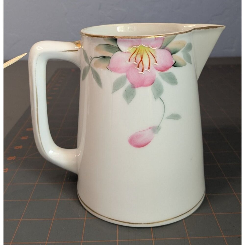 Noritake Azalea Porcelain Pitcher 28oz Floral Gold Trim 5.75" Japan Juice jug mi - Picture 7 of 15
